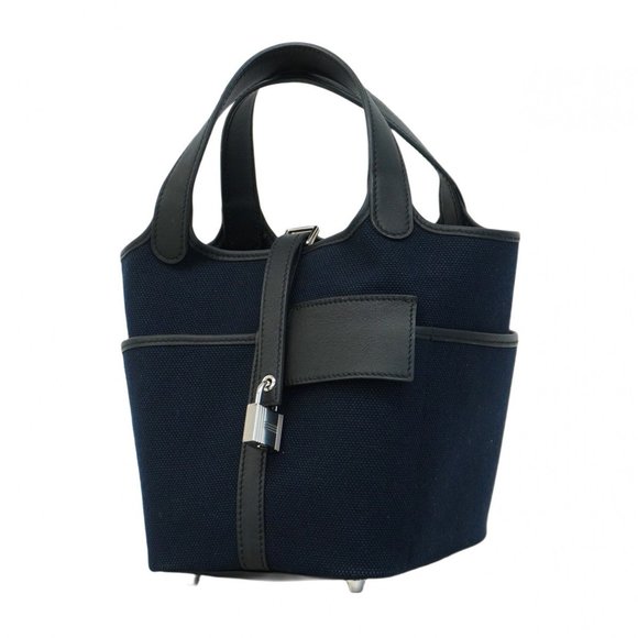 Hermes Hermès Picotin Lock Cargo PM Swift Toile Goélan Handbag, Black, U Stam... - Picture 1 of 16